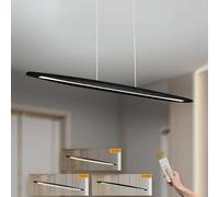 YYUTLUO LED Wood Pendant Light Dining Table Pendant Light, Black Dimmable with Remote Control Pendant Lamp, Height Adjustable, Modern Linear Design Living Room Lamp Hanging Office Dining Room (100cm)