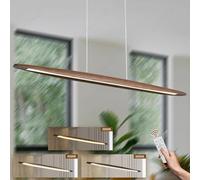YYUTLUO LED Wood Pendant Light Dining Table Pendant Light, Brown Dimmable with Remote Control Pendant Lamp, Height Adjustable, Modern Linear Design Living Room Lamp Hanging Office Dining Room (130cm)