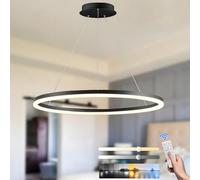 YYUTLUO Modern DIY Circle LED Chandelier, 1 Black Ring, ∅100cm=45W，H150cm Hight Adjustable, Metal + Acrylic, Dimmable Remote Control Round Ceiling Hanging Lamp, Living Room Bedroom Dining Study Office