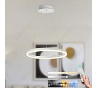 YYUTLUO Modern DIY Circle LED Chandelier, 1 White Ring, ∅60cm=29W，H150cm Hight Adjustable, Metal+Acrylic, Dimmable Remote Control Round Ceiling Hanging Lamp Living Room Bedroom Dining Study Office Bar