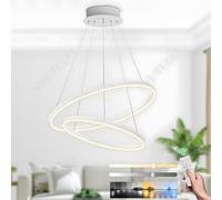 YYUTLUO Modern DIY Circle LED Chandelier, 2 White Rings, ∅40+60cm=40W，H200cm Hight Adjustable, Metal+Acrylic, Dimmable Remote Control Round Ceiling Hanging Lamp Living Room Bedroom Dining Study Office
