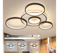 YYUTLUO Modern LED Ceiling Light, Ø70cm Black Multi Circle Lamp, 58W Stepless Dimmable 3000-6000K, Round Metal + Acrylic Chandelier, Bedroom Living Children Office Study Kitchen Hallway (5 Ring)