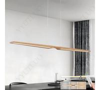 YYUTLUO Special-Shaped Linear Wooden Dining Table Chandelier, Stepless Dimming With Remote Control, 2 Light Sources, Height Adjustable, Modern And Simple Living Room, Office, Dining Room (L120*H150cm)