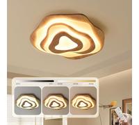 YYUTLUO Wooden LED Clouds Ø57cm 50W=3500lm, Dimmable Children's Bedroom & Living Room Light with Acrylic Heart Shade, Modern Round Child's Ceiling Light