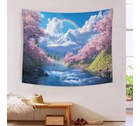 YYVKPMLXC 3D Cherry Blossom Printed Tapestry Wall Hanging Decoration Wall Blanket|Natural Landscape Window Tapestries Polyester for Kids Boys Girls Bedroom Living Room 180cmx230cm