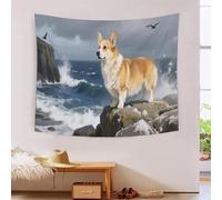 YYVKPMLXC 3D Corgi Print Wall Blanket Home Decoration Bedding Poster Wall Art Tapestry,Coastal Landscape Art Tapestry Polyester for Bedroom, Living Room 180cmx230cm