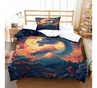 YYVKPMLXC 3D Dragon Printed Duvet Cover Set,Cloud Sea Sunset Bedding Set Soft Microfiber Quilt Covers 2 Piece, Comforter Cover with Zipper Closure for Girls Boys Bedroom Single（135x200cm）