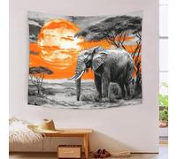 YYVKPMLXC 3D Elephant Print Tapestry Wall Hanging|Sunset Landscape Wall Blanket Tapestry Dorm Decor Polyester for Living Room Bedroom 150cmx200cm
