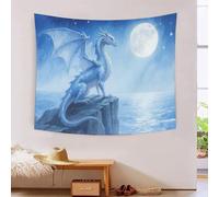 YYVKPMLXC 3D European Dragon Printed Tapestry Wall Hanging Decoration Wall Blanket,Moonlit Ocean Window Tapestries Polyester for Kids Boys Girls Bedroom Living Room 100cmx150cm
