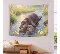YYVKPMLXC 3D Platypus Print Wall Blanket Tapestry|River Meadow Wall Hanging Tapestries Dorm Decor Soft Polyester for Living Room Bedroom 130cmx150cm