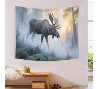 YYVKPMLXC 3D Print Deer Tapestry,Misty Forest Wall Hanging Tapestries,Wall Blanket Polyester for Bedroom, Living Room Decoration 100cmx150cm