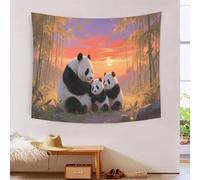 YYVKPMLXC 3D Print Panda Tapestry,Wall Hanging Tapestries,Bamboo Forest Sunset Aesthetic Tapestry Polyester Dorm Decor for Living Room Bedroom 150cmx200cm