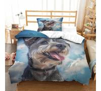 YYVKPMLXC 3D Schnauzer Dog Printed Duvet Cover Set,Adorable Pet Bedding Set Soft Microfiber Quilt Covers 2 Piece, Comforter Cover with Zipper Closure for Girls Boys Bedroom Single（135x200cm）