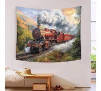 YYVKPMLXC 3D Steam Train Print Wall Hanging Tapestries|Natural Scenery Wall Blanket Tapestry Soft Polyester for Bedroom| Living Room 100cmx150cm