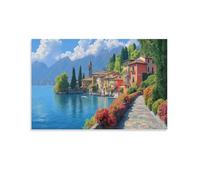 YYVKPMLXC Art Giclee Canvas Lake Como Pictures on Canvas Colorful Architecture Wall Art Print Artwork Painting Pictures Decor by Paintings Ready To Hang for Home Decor 20x30inch(50x75cm)