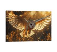 YYVKPMLXC Art Giclee Canvas Owl Pictures Warm Light Effect Canvas Prints Wall Art Painting Pictures Ready To Hang for Living Room Decor 16x24inch(40x60cm)