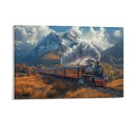YYVKPMLXC Art Giclee Canvas Steam Train Canvas Prints Railway Print Artwork Modern Stretched Decor by Paintings Ready To Hang for Home Decor 08x12inch(20x30cm)