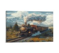 YYVKPMLXC Art Giclee Canvas Steam Train On Canvas Pictures Pine Forest Print Artwork Painting Pictures Decor by Paintings Ready To Hang for Home Decor 08x12inch(20x30cm)