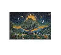 YYVKPMLXC Art Giclee Canvas Tree of Life On Canvas Starry Sky Pictures Print Artwork Modern Stretched Decor by Paintings Ready To Hang for Home Decor Decoration Gift 20x30inch(50x75cm)