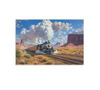 YYVKPMLXC Art Giclee Steam Train Canvas Pictures on Canvas Wall Art Desert Scenery Pictures Giclee Artwork Modern Stretched Decor by Paintings Ready To Hang for Home Decor 08x12inch(20x30cm)