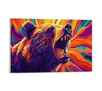 YYVKPMLXC Bear Canvas Print Colourful Wall Art -Modern Room Bedroom Piece Home Decor Interior Design 16x24inch(40x60cm)