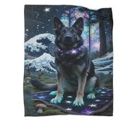 YYVKPMLXC Bed Blanket German Shepherd Dog 3D Printed Flannel Throws Blankets Fantasy Forest Lightweight Cosy for Adults Travel 40x50inch(100x130cm)
