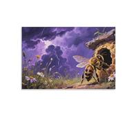 YYVKPMLXC Bee Canvas Prints Stormy Field Wall Art Pictures Decor by Paintings Ready To Hang for Bedroom Office Home Decoration 16x24inch(40x60cm)