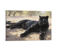 YYVKPMLXC Black Panther Canvas Pictures Sunny Wilderness Giclee Artwork Modern Painting Ready To Hang for Bedroom Office Home Decoration 16x24inch(40x60cm)