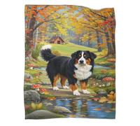YYVKPMLXC Blanket Bernese Mountain Dog 3D Pattern Flannel Plush Blankets Autumn Landscape Soft Warm for Sofa, Couch, Bed 40x50inch(100x130cm)