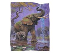 YYVKPMLXC Blanket Elephant 3D Pattern Grassland Storm Flannel Throw Blanket Lightweight Cosy for Sofa, Couch, Bed 70x80inch(180x200cm)