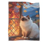 YYVKPMLXC Blanket Ragdoll Cat 3D Printed Flannel Throw Blanket Autumn Landscape Lightweight Cosy for Sofa, Couch, Bed 50x60inch(127x152cm)
