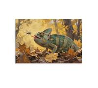 YYVKPMLXC Chameleon Canvas Wall Art Pictures Autumn Forest Giclee Artwork Painting Ready To Hang for Home Decor 12x18inch(30x45cm)