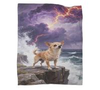 YYVKPMLXC Chihuahua Dog Bed Blanket 3D Printed Ocean View Flannel Throws Blankets Lightweight Cosy for Sofa, Couch, Bed 60x80inch(150x200cm)