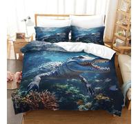 YYVKPMLXC Crocodile 3D Printed Duvet Cover Sets,Mysterious Ocean Wildlife Bedding Set Soft Microfiber Quilt Cover 3pcs, Comforter Cover with Zipper Closure for Girls Boys Children King(220x240cm)