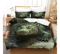 YYVKPMLXC Crocodile Duvet Cover,Natural Ecology 3D Bedding Set Soft Microfiber Quilt Cover 3pcs, Comforter Cover with Zipper Closure for Girls Boys Children Bedroom Decor King(220x240cm)