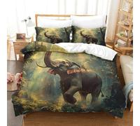 YYVKPMLXC Duvet Cover Set Elephant, Bedding Set Rainforest Wildlife 3D Pattern Easy Care Quilt Cover 3pcs, Comforter Cover with Zipper Closure for Kids Teens Adults Bedding Double（200x200cm）