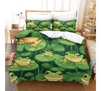 YYVKPMLXC Frog Duvet Cover Set,Fresh Natural 3D Pattern Bedding Set Soft Microfiber Quilt Cover 3 Piece, Comforter Cover with Zipper Closure for Kids Teens Adults King（220x240cm）