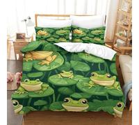 YYVKPMLXC Frog Duvet Cover Sets,Fresh Natural 3D Pattern Bedding Set Soft Microfiber Quilt Cover 3pcs, Comforter Cover with Zipper Closure for Kids Teens Adults Single（140x200cm）
