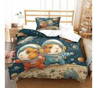 YYVKPMLXC Guinea Pig 3D Printed Duvet Cover Sets,Cute Pet Astronaut Bedding Set Soft Microfiber Quilt Covers 2pcs, Comforter Cover with Zipper Closure for Kids Teens Bedding Single（135x200cm）