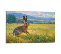 YYVKPMLXC Hare Wall Art Summer Grassland Landscape Canvas Print Giclee Artwork Painting Pictures Ready To Hang for Home Office Decorations 08x12inch(20x30cm)