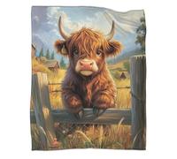 YYVKPMLXC Highland Cattle Blanket 3D Printed Rural Scenery Flannel Throw Blanket Soft Warm for Sofa, Couch, Bed 70x80inch(180x200cm)