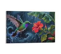 YYVKPMLXC Hummingbird Picture Print Canvas Tropical Jungle Giclee Artwork Modern Stretched Painting Ready To Hang for Living Room Decor 08x12inch(20x30cm)
