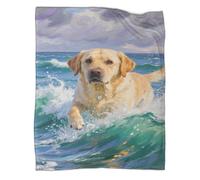 YYVKPMLXC Labrador Retriever Dog Blanket 3D Printed Ocean View Flannel Throws Blankets Lightweight Cosy for Adults Travel 40x50inch(100x130cm)