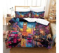 YYVKPMLXC London Cityscape 3D Duvet Cover, Bedding Set Soft Microfiber Quilt Covers 3pcs, Comforter Cover with Zipper Closure for Girls Boys Children Bedroom Decor Super King（260x220cm）