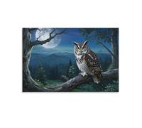 YYVKPMLXC Owl Canvas Pictures Forest Nightscape Giclee Artwork Painting Ready To Hang for Living Room Decor 08x12inch(20x30cm)