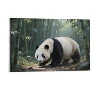 YYVKPMLXC Panda Wall Art Bamboo Forest Canvas Giclee Artwork Painting Pictures Ready To Hang for Home Decor 12x18inch(30x45cm)