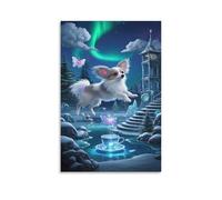 YYVKPMLXC Papillon Puppy Prints Wall Art for Castle Canvas Painting Pictures Decor by Paintings Ready To Hang for Bedroom Office Home Decoration 20x30inch(50x75cm)