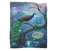 YYVKPMLXC Peacock Bed Blanket 3D Pattern Natural Landscape Flannel Plush Blankets Soft Warm for Sofa, Couch, Bed 40x50inch(100x130cm)