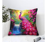YYVKPMLXC Peacock Cushion Cases Modern Art Decorative,Iridescent Rose Waterfall Pattern Pillow Cases,Soft Polyester Throw Pillow Cover for Sofa Garden Bed Couch Cushions 45x45cm