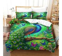 YYVKPMLXC Peacock Duvet Cover Sets,Cozy Forest 3D Bedding Set Soft Microfiber Quilt Cover 3pcs, Comforter Cover with Zipper Closure for Girls Boys Children Bedroom King（220x240cm）